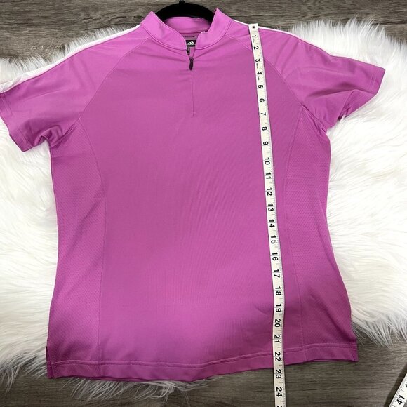 Adidas Pink Climacool Short Sleeve Athletic Golf Quarter Zip Collarless Polo - Picture 9 of 9